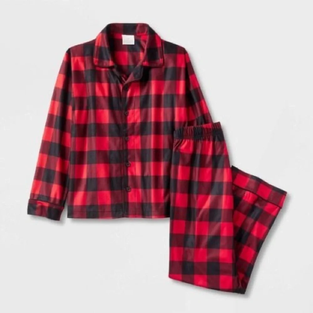 WONDERSHOP KIDS OEKO-TEK CHECK PAJAMAS - RED/BLACK UNISEX SIZES (NEW WITH TAGS)